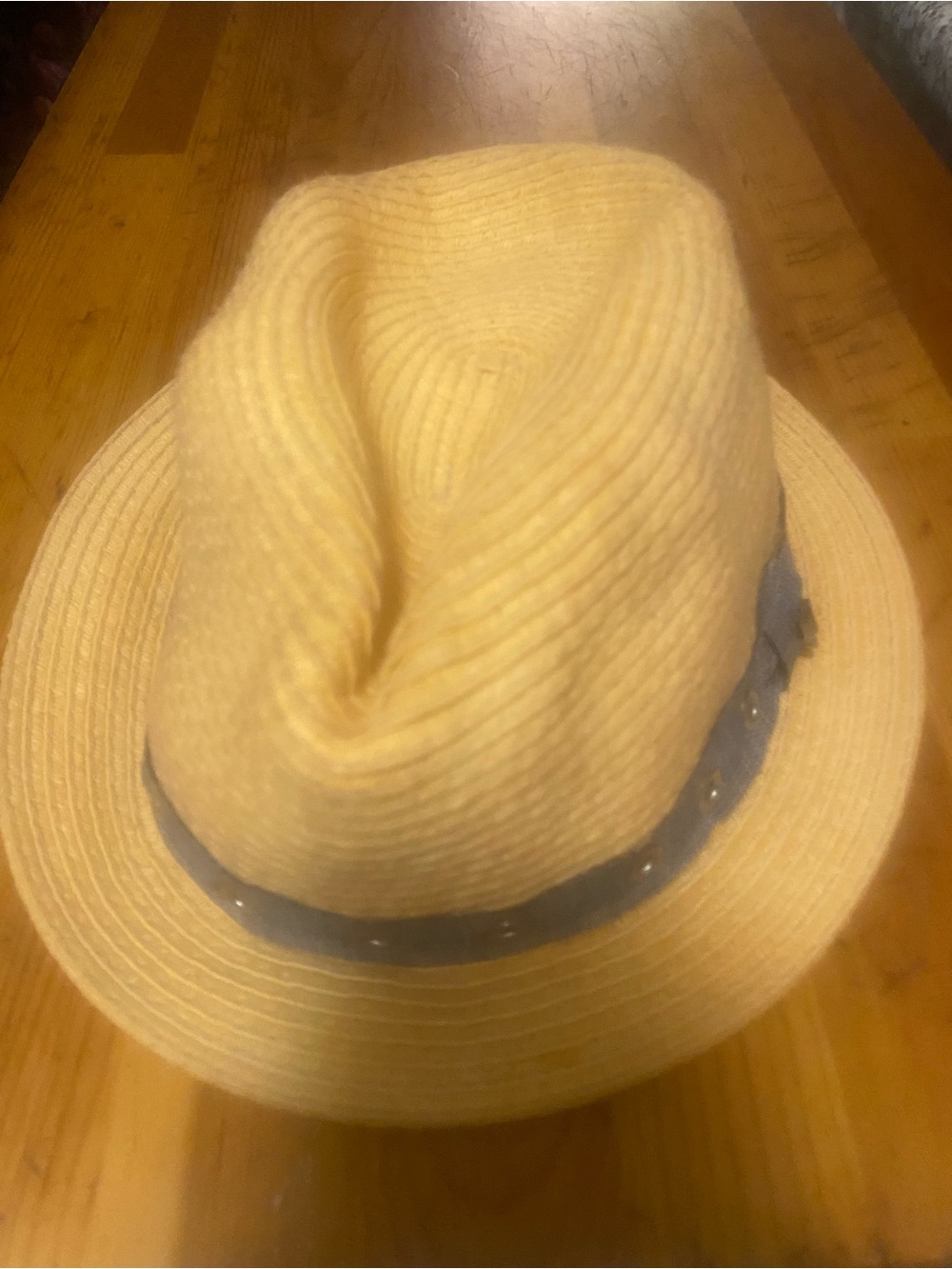 Yellow Straw Fedora Hat with Decorative Band
